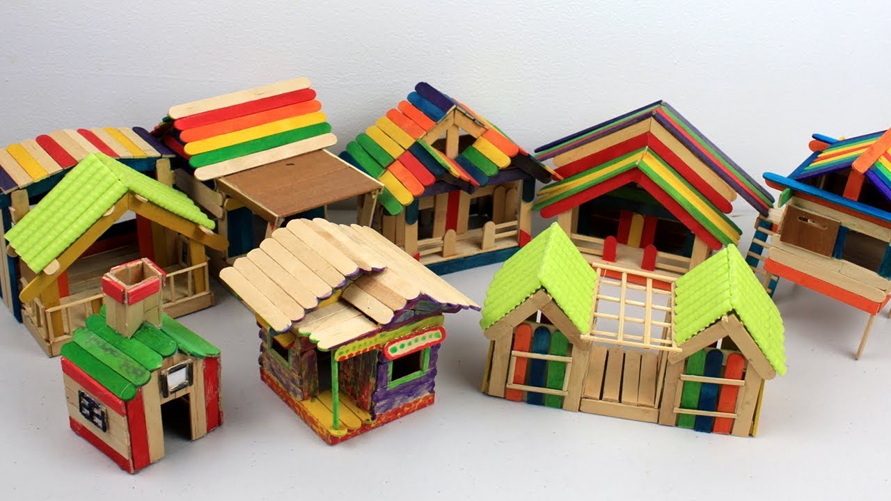 DIY ARTS & CRAFTS: Miniature House and Garden Using Colorful Popsicle Sticks  