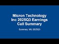 Micron Technology Inc 2025Q3 : Micron Q3 2025 Earnings: Record Revenue &amp; HBM Surge!