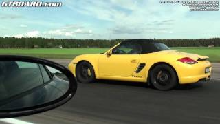 Porsche Boxster S PDK vs Porsche 911 Carrera 2S Convertible (997 Mk I)  6-speed x 2 + stabilized - YouTube