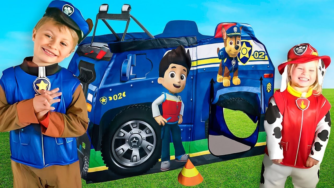 GIANT Paw Patrol Surprise TENT "Chase's Police Cruiser" Filled with Paw Patrol Surprise Toys
