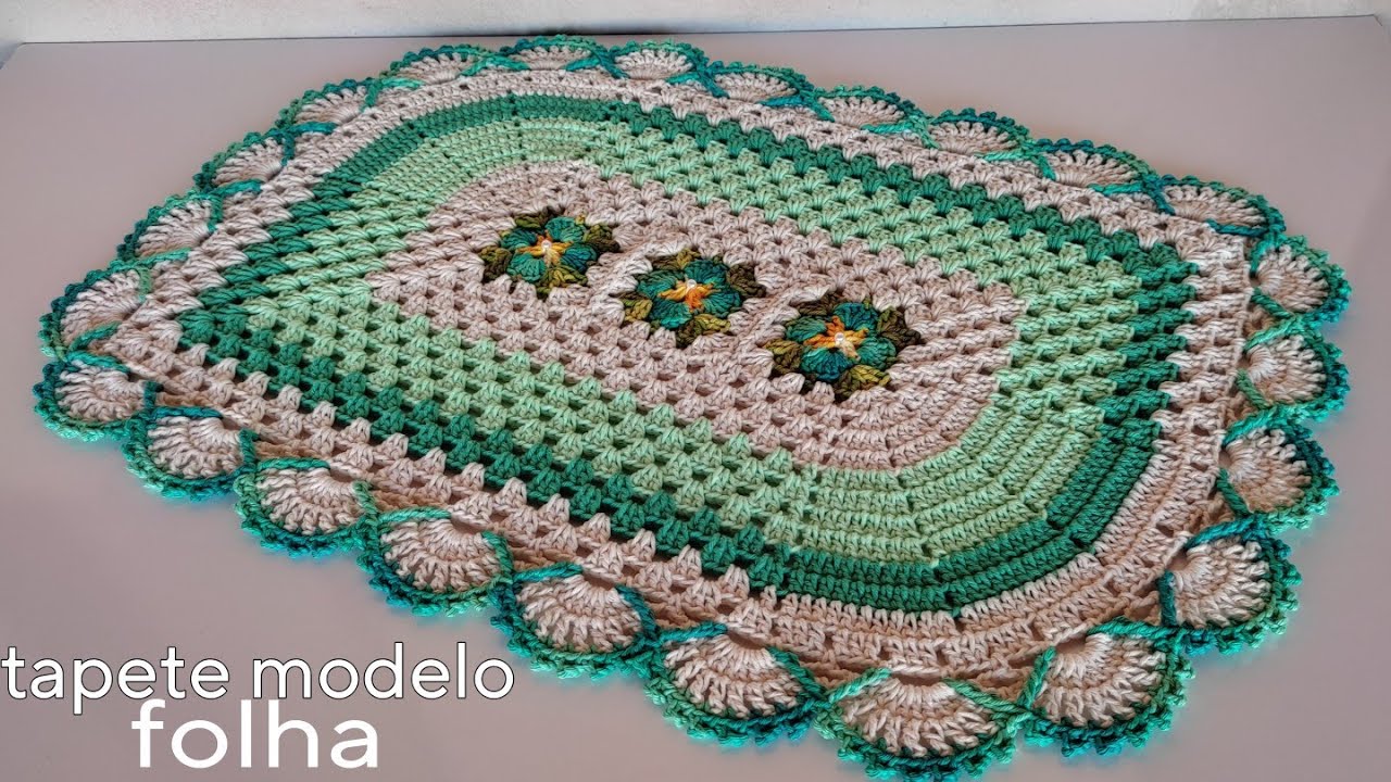 tapete modelo folha em croche passo a passo