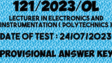 121/2023/OL || Lecturer in Electronics and Instrumentation ( Polytechnics) || Provisional