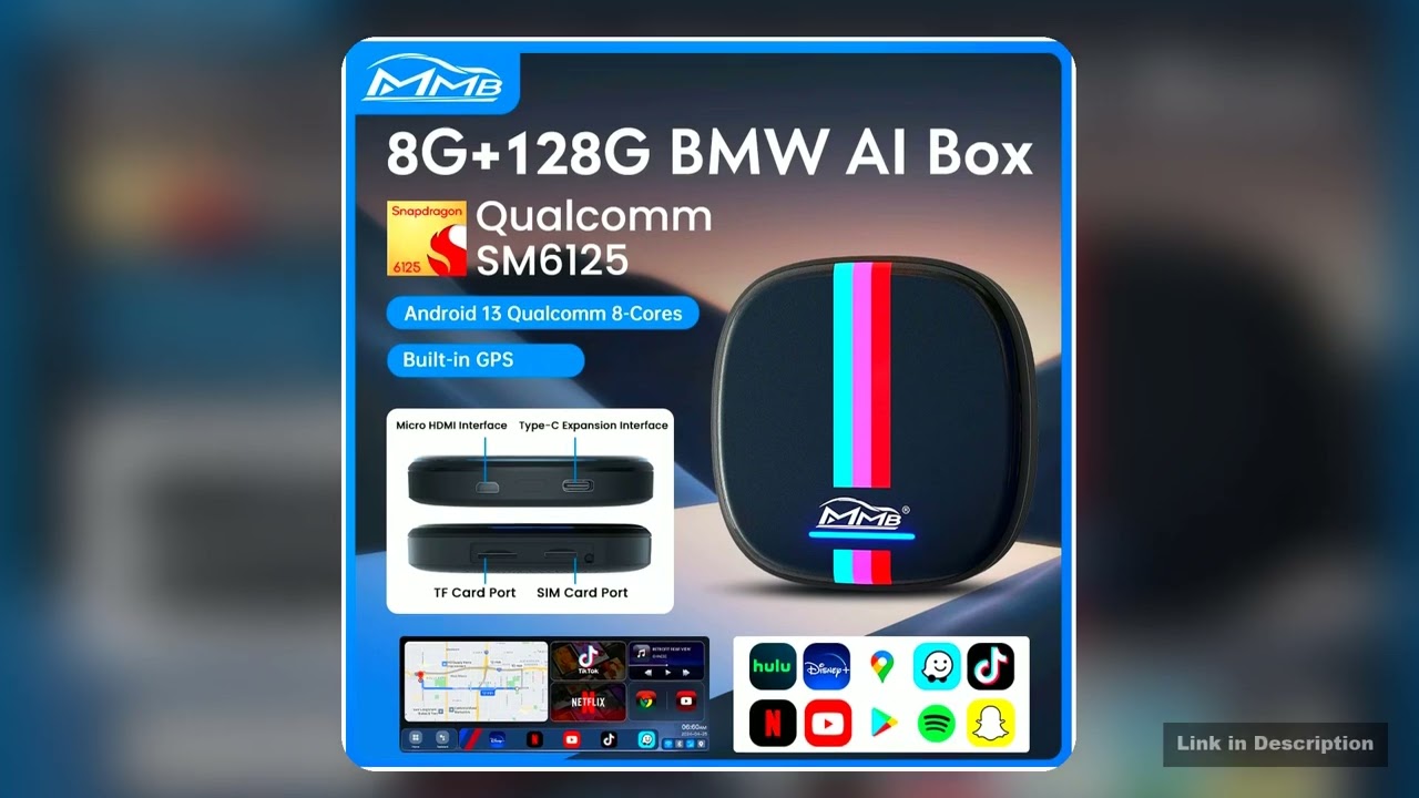 2025 NEW MMB Wireless Multimedia Carplay AI Box BT52 Builtin GPS Android 13 Fota Upgrade 8G128G