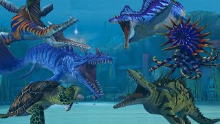 ALL MAXED AQUATIC DINOSAUR SPECIAL + STATS! | AQUATIC BATTLE  JURASSIC WORLD THE GAME