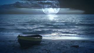 Sleep Music With Ocean  – Relaxing Blue Screen Scene – Ocean and Full Moon