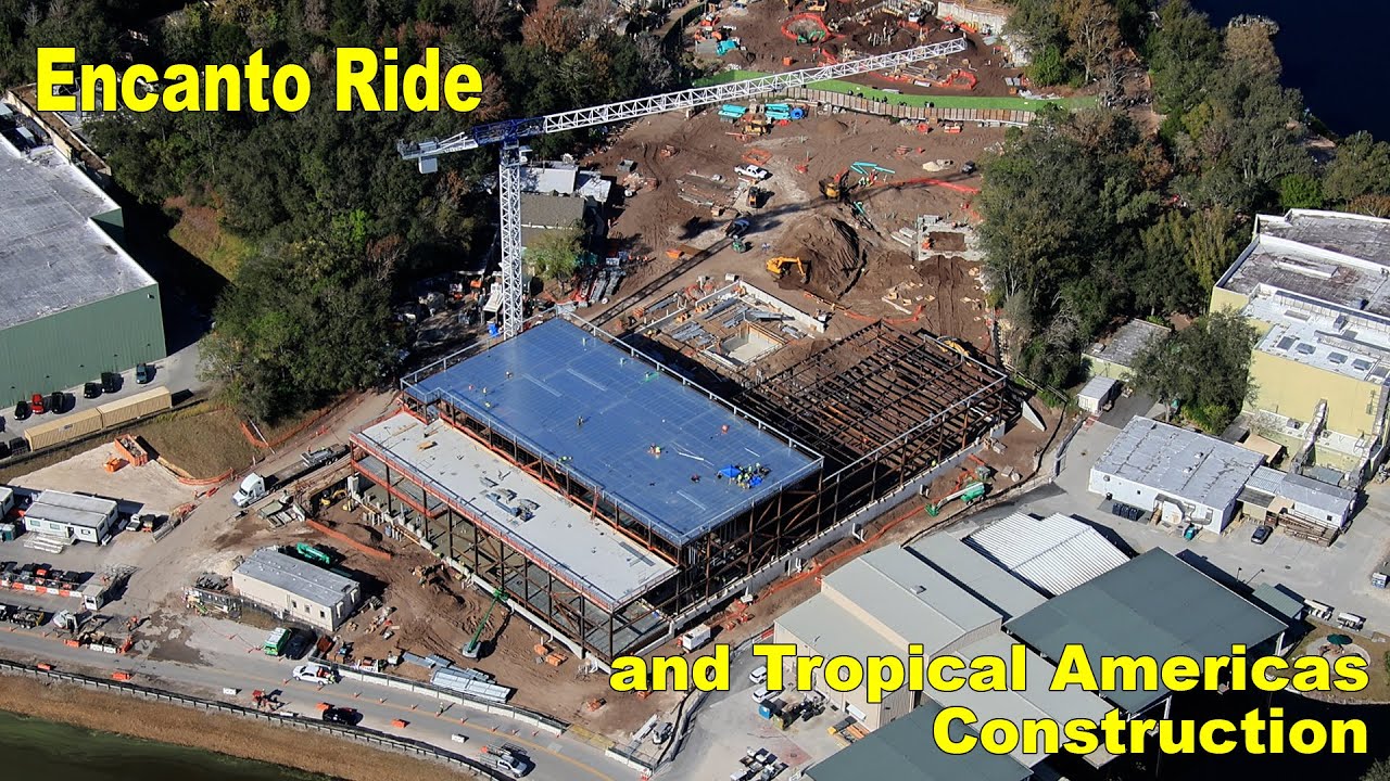 Aerial look at Encanto Ride construction - YouTube
