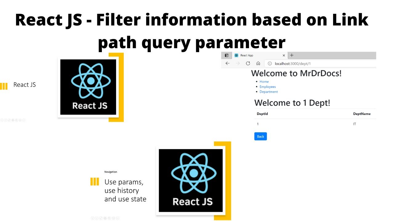 React JS Fundamentals - Filter information based on link path parameter ...