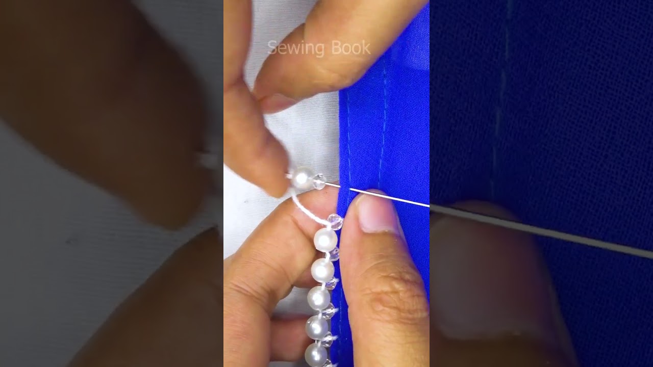 Easy pearl borderline hand embroidery for dresses! 