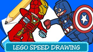 Speed Drawing - Coloring Pages / Disegni da Colorare - LEGO Captain America e Ironman - Civil War