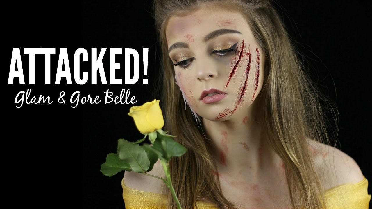 ATTACKED Glam Gore Belle Halloween Makeup Tutorial YouTube