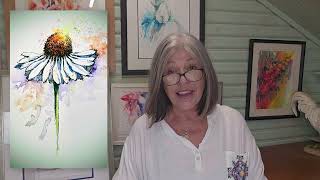 Fun Watercolour line and wash Echinacea