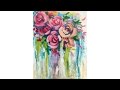 EASY Drip Roses STEP by STEP painting on canvas for BEGINNERS | TheArtSherpa