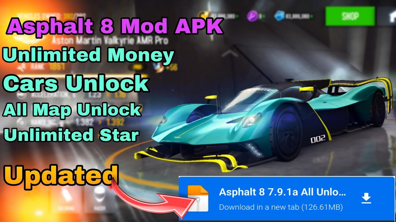 Asphalt 8 Mod APK All Cars Unlock Unlimited money 🤑🤑