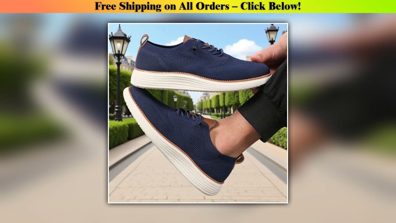 Men's Breathable Casual Shoes Navy Blue Lightweight Sneakers Fashion Mesh Upper Comfort Trendy