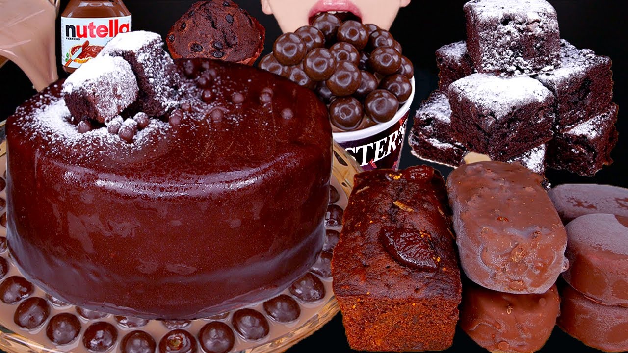 ASMR MALTESERS CHOCOLATE CAKE MAGNUM ICE CREAM NUTELLA DESSERT MUKBANG초콜릿 먹방チョコレート 咀嚼音 EATING SOUNDS