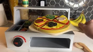 asmr | melissa & doug top & bake pizza counter 🍕 wooden play