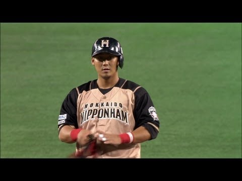 さすが4番！中田の先制タイムリーツーベース 2013.04.23 H-F
