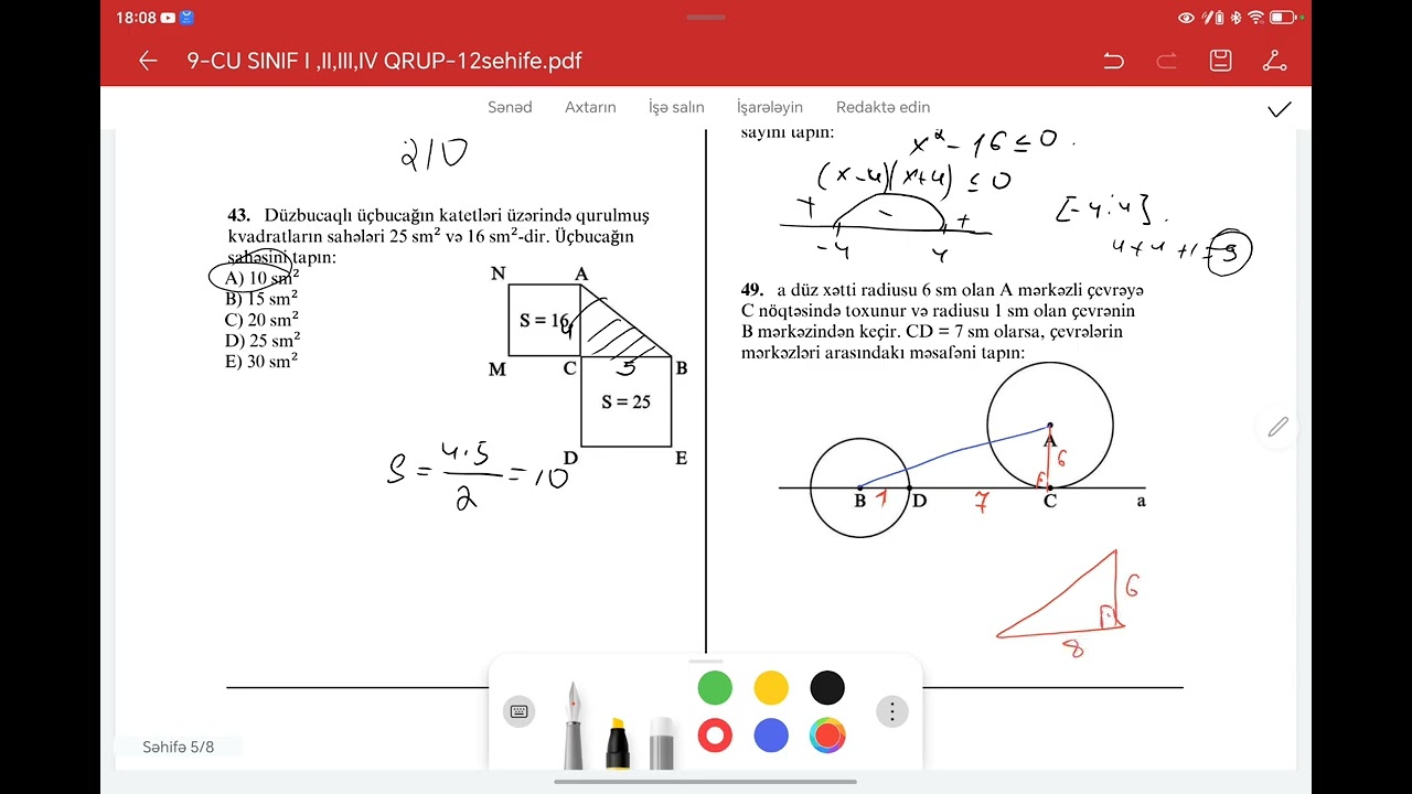 22.02.2026 Masallı Abituriyent Mərkəzi MST-7  9cu sinif Riyaziyyat sualların izahı