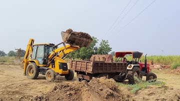 Mahindra 475 Di Tractor Fully Loaded with Red Mud Overturned with JCB 3dx | JCB Video