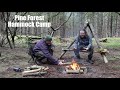 Hammock camp in the pine forest with josh  dutch oven pot roast campfire full english breakfast