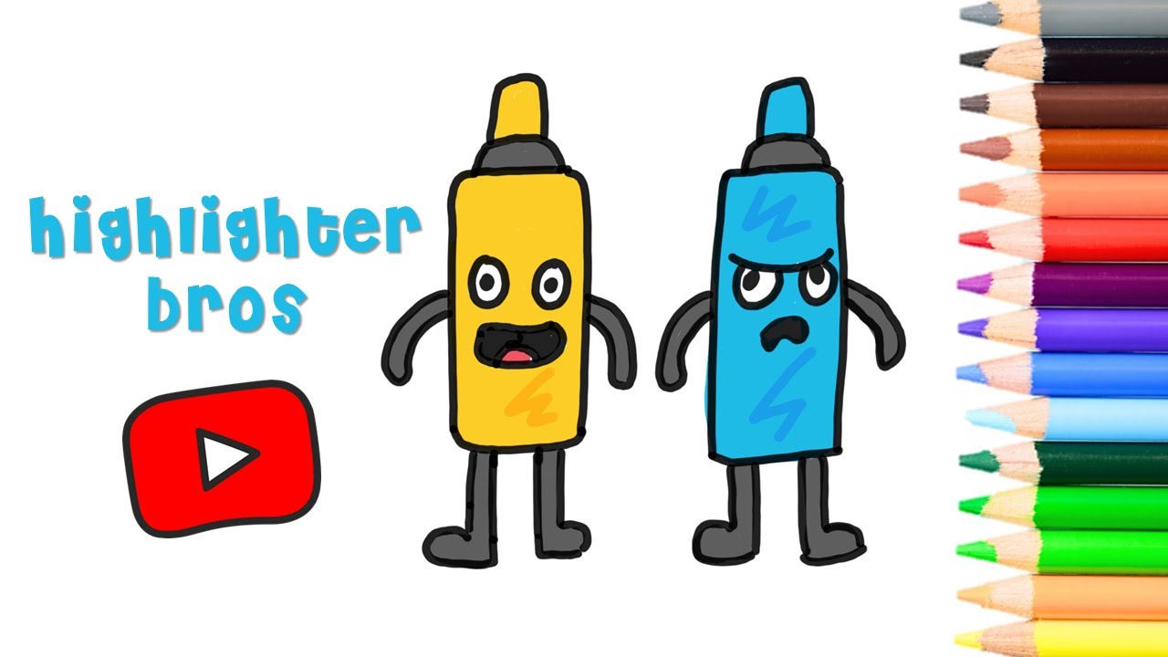 Highlighter Bros from YouTube Kids App 🖍️ Drawing For Kids 🌈🎨 YouTube