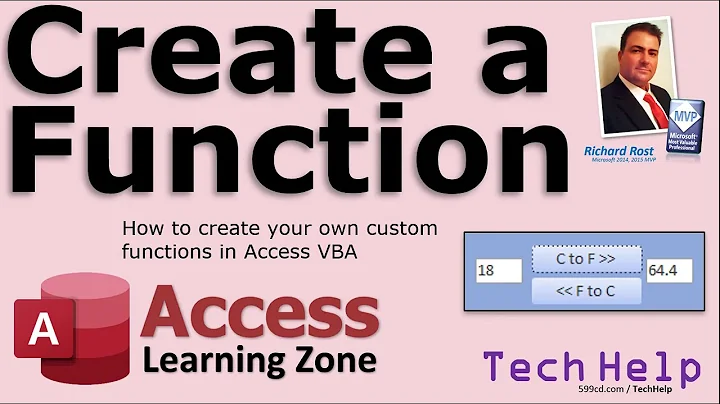 Create Your Own Custom Function in Microsoft Access VBA. User-Defined. C to F. F to C.