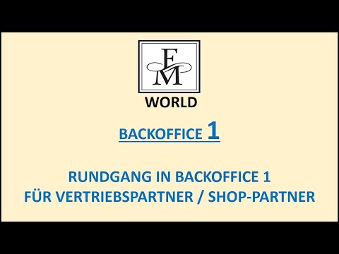 FM WORLD Back Office 1 Anleitung