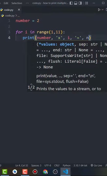 How To Print Multiplication Table In Python - #Shorts - YouTube