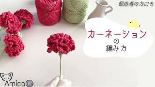 マチコカフェ様リクエスト　カーネーションのミニリース3　かぎ編み　ハンドメイド 母の日] カーネーションの編み方 『Amica/編み物』 - YouTube