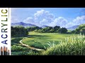 Summer fields. How to paint landscape 🎨ACRYLIC Tutorial DEMO