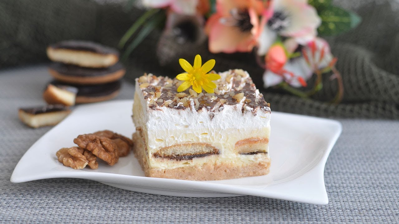 Все любят этот торт! Без выпечки, мягкий кремовый рецепт с двумя видами печенья.