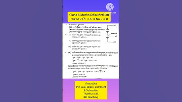 Class 6 Maths Odia Medium # Abhyas karjya -3.6 Q.No-7 & 8 # By BD Teaching
