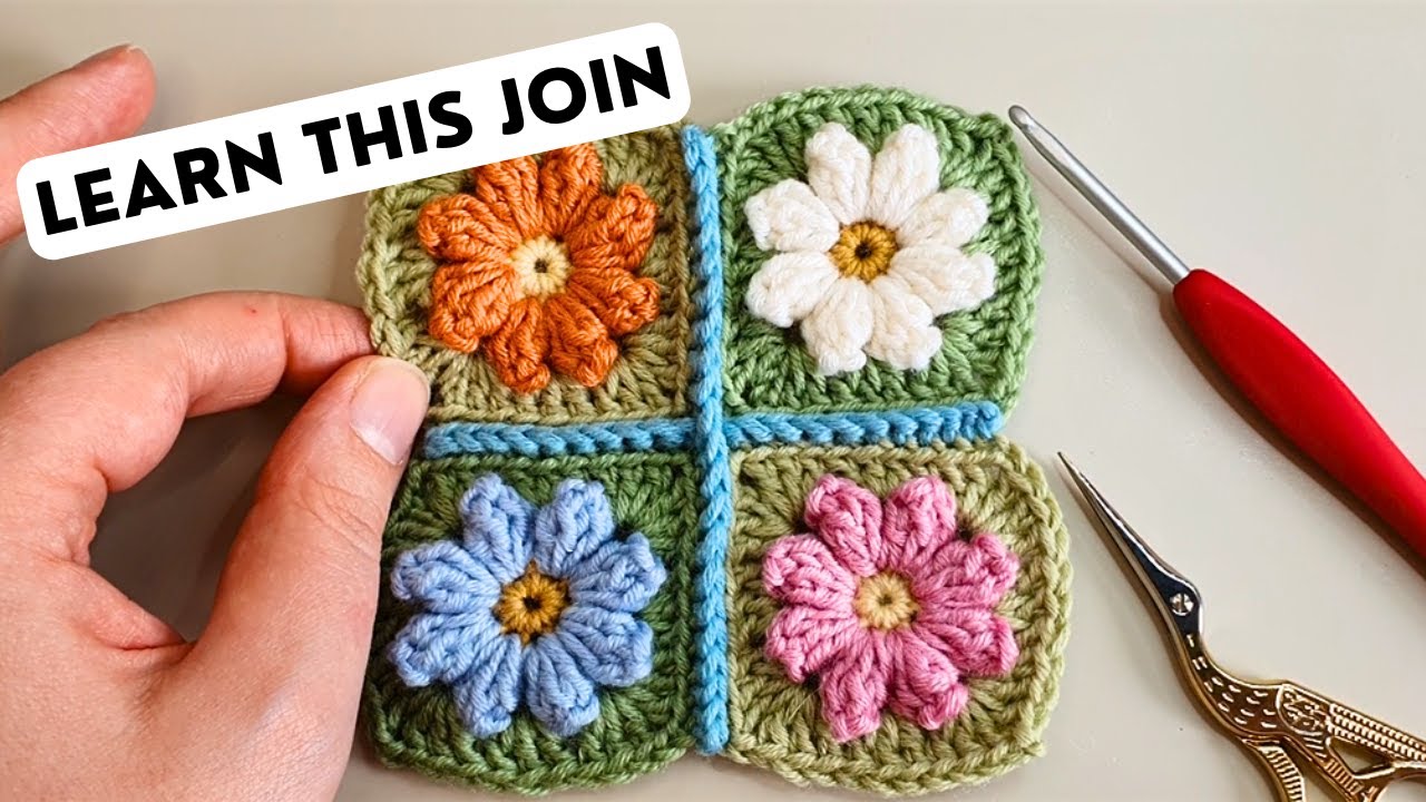 Easy Crochet - How to border & join granny squares 