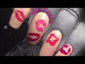 Valentines lips nail art
