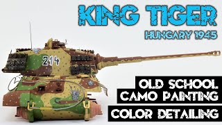 Old school King Tiger camo painting and color detailing tutorial, Meng TS-031, 1/35 scale