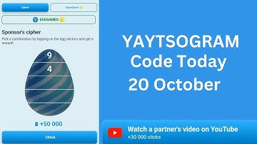 YAYTSOGRAM Cipher Code Today | YAYTSOGRAM Watch the partner video on YouTube | Yaytsogram Code Today