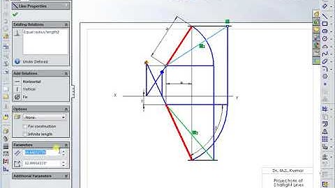 8.SW2  Projection of Straight Lines SolidWorks Drawing