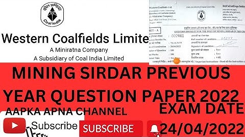 Wcl previous year question paper 2022/Exam held at 24/4/2022//Wcl question paper