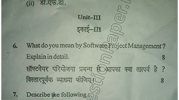 BSc 6th Sem Software Engineering Question Paper 2019