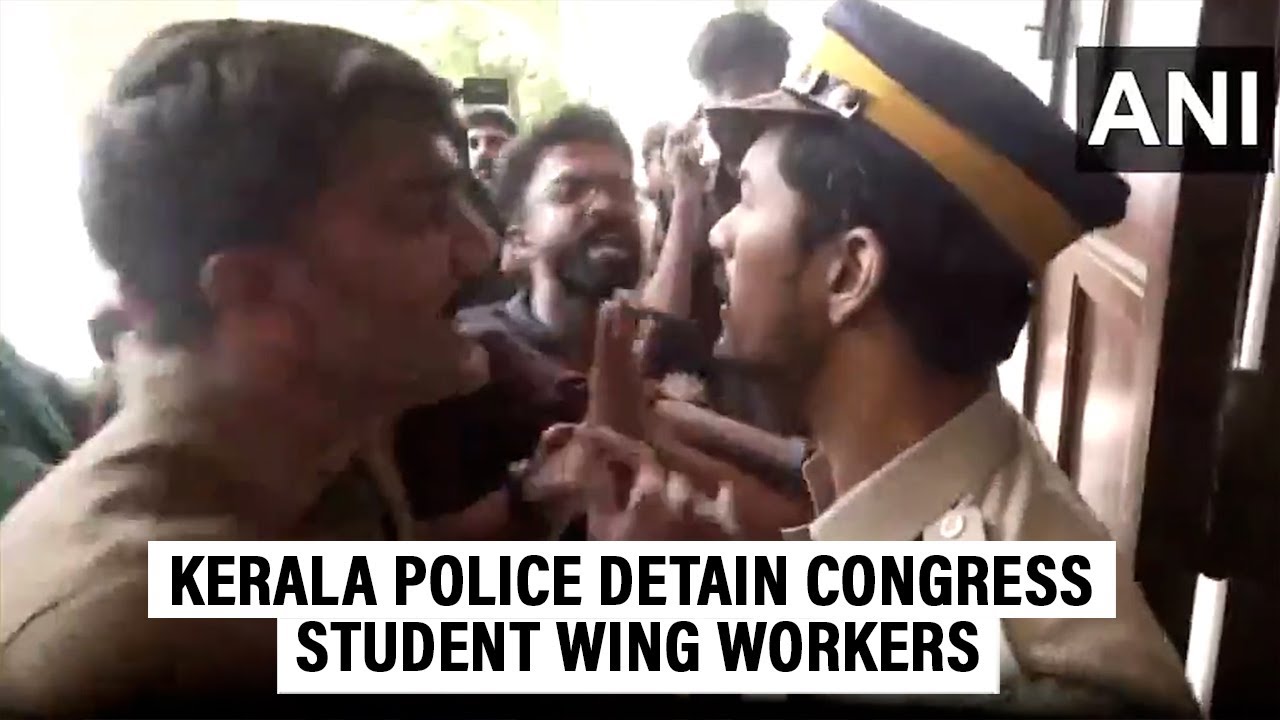 Kerala Students Union workers detained by police during protest against SFI