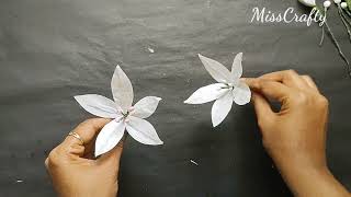 प्लास्टिक कैरी बैग से बनाए /DIY Plastic Bag Flowers Making / Recycling Carry Bag /DIY Reuse