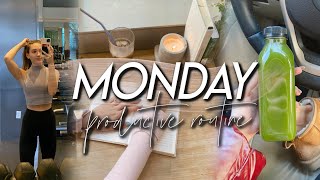 PRODUCTIVE MONDAY ROUTINE | healthy grocery haul, workout, fighting winter blues, planning my week!