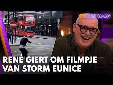 Ren giert om filmpje van storm Eunice: ?Laat ?m nog n keer zien!? | VI VANDAAG