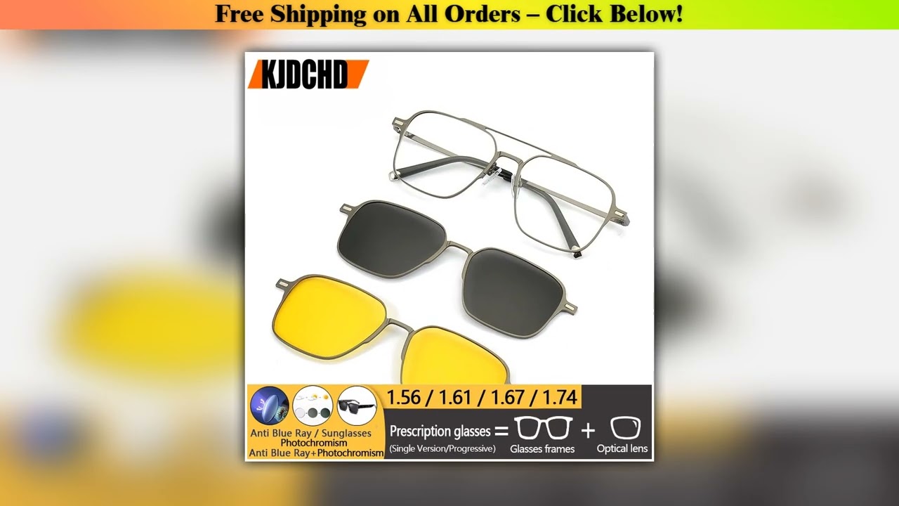 KJDCHD Titanium Alloy Magnetic Clip Optical Myopia Glasses Polarized Sunglasses Prescription