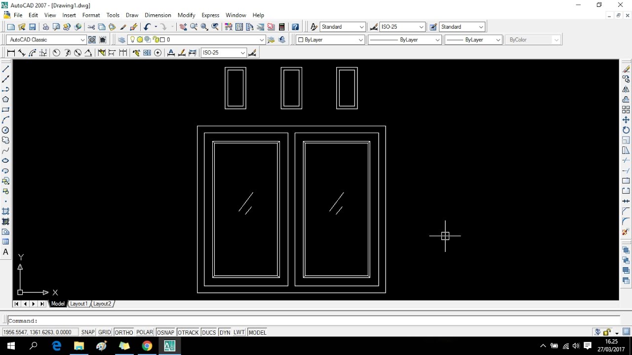 Latihan Autocad  Menggambar tampak Jendela  Minimalis 