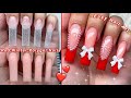 RED WINTER POLYGEL NAILS❤️ POLYGEL APPLICATION &amp; EASY NAIL ART! | Nail Tutorial