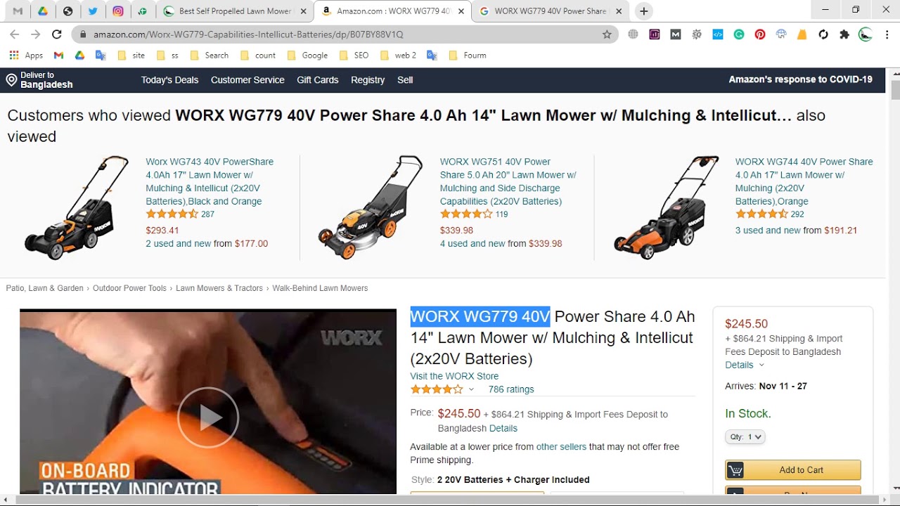 WORX WG779 40V Power Share Lawn Mower - YouTube