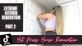 EXTREME KITCHEN MAKEOVER PART 2 | HOT MESS HOUSE RENOVATION | TILING THE BACKSPLASH | LEXI DIY