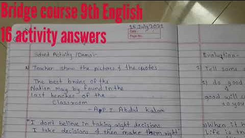 Bridge course 9th Mathematics | Activity 16 answers | Mathematics | Bridge course 9th standard |