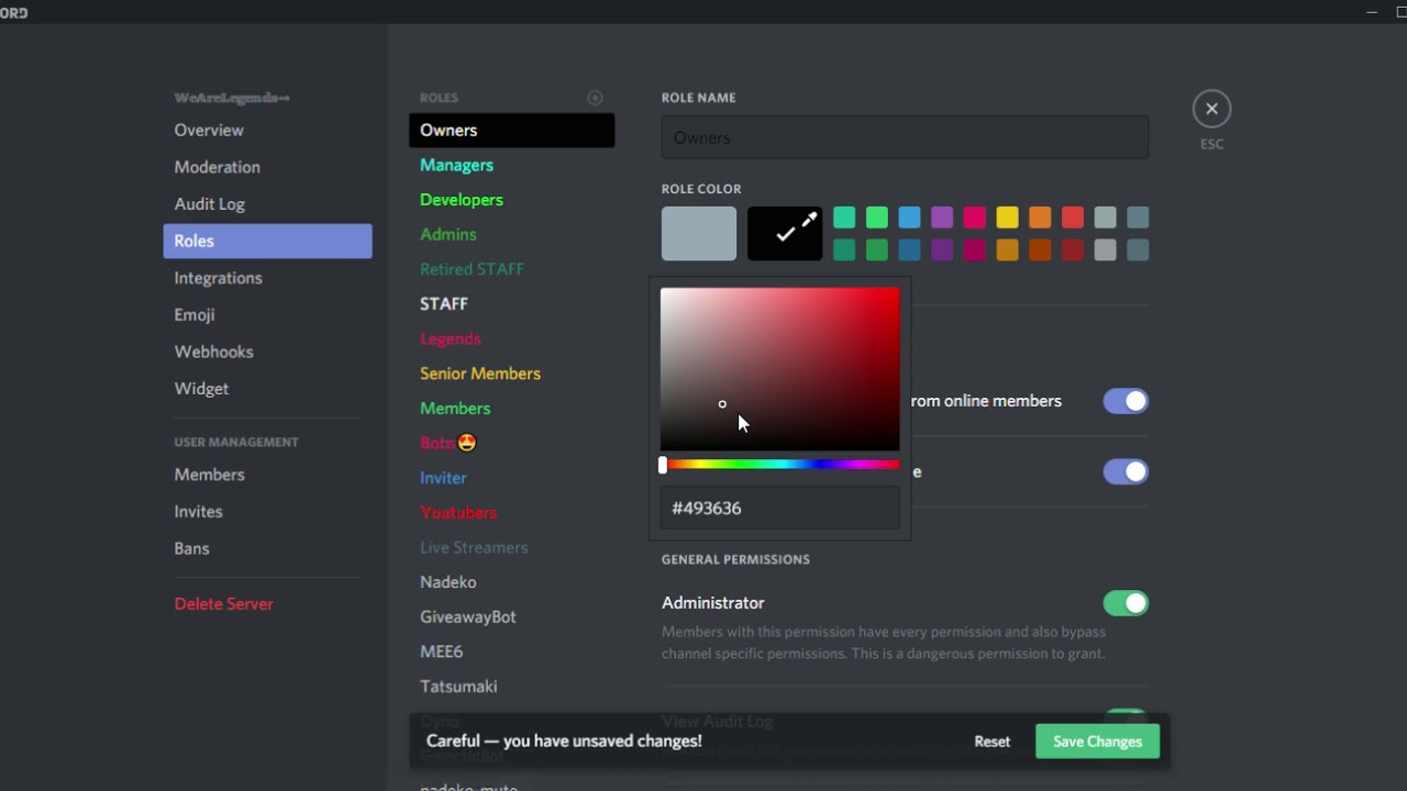 How to change owner color in discord server - YouTube
